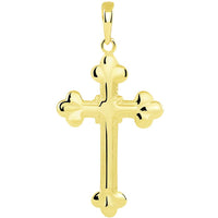 Load image into Gallery viewer, Solid 14k Yellow Gold Traditional Botonee-Style Eastern Orthodox Cross Pendant with Cuban Necklace
