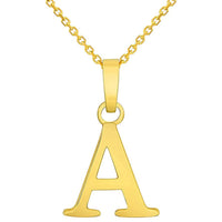 Load image into Gallery viewer, Solid 14k Yellow Gold Mini Uppercase Initial Block Letter Charm Pendant Necklace
