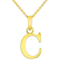 Load image into Gallery viewer, Solid 14k Yellow Gold Mini Uppercase Initial Block Letter Charm Pendant Necklace
