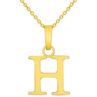 Load image into Gallery viewer, Solid 14k Yellow Gold Mini Uppercase Initial Block Letter Charm Pendant Necklace
