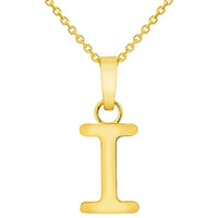 Load image into Gallery viewer, Solid 14k Yellow Gold Mini Uppercase Initial Block Letter Charm Pendant Necklace
