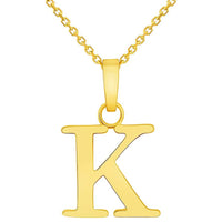 Load image into Gallery viewer, Solid 14k Yellow Gold Mini Uppercase Initial Block Letter Charm Pendant Necklace
