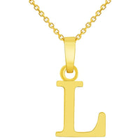 Load image into Gallery viewer, Solid 14k Yellow Gold Mini Uppercase Initial Block Letter Charm Pendant Necklace
