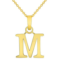 Load image into Gallery viewer, Solid 14k Yellow Gold Mini Uppercase Initial Block Letter Charm Pendant Necklace
