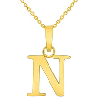 Load image into Gallery viewer, Solid 14k Yellow Gold Mini Uppercase Initial Block Letter Charm Pendant Necklace
