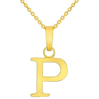 Load image into Gallery viewer, Solid 14k Yellow Gold Mini Uppercase Initial Block Letter Charm Pendant Necklace
