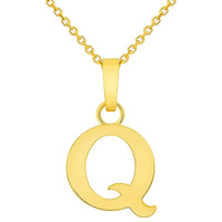 Load image into Gallery viewer, Solid 14k Yellow Gold Mini Uppercase Initial Block Letter Charm Pendant Necklace
