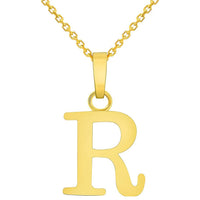 Load image into Gallery viewer, Solid 14k Yellow Gold Mini Uppercase Initial Block Letter Charm Pendant Necklace
