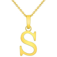 Load image into Gallery viewer, Solid 14k Yellow Gold Mini Uppercase Initial Block Letter Charm Pendant Necklace
