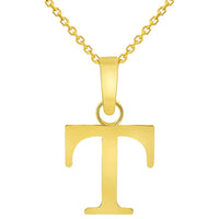 Load image into Gallery viewer, Solid 14k Yellow Gold Mini Uppercase Initial Block Letter Charm Pendant Necklace
