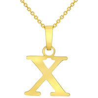 Load image into Gallery viewer, Solid 14k Yellow Gold Mini Uppercase Initial Block Letter Charm Pendant Necklace
