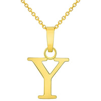 Load image into Gallery viewer, Solid 14k Yellow Gold Mini Uppercase Initial Block Letter Charm Pendant Necklace
