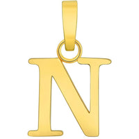 Load image into Gallery viewer, Solid 14k Yellow Gold Mini Uppercase Initial Block Letter Charm Pendant Necklace
