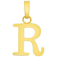 Load image into Gallery viewer, Solid 14k Yellow Gold Mini Uppercase Initial Block Letter Charm Pendant Necklace
