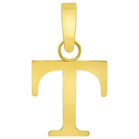 Load image into Gallery viewer, Solid 14k Yellow Gold Mini Uppercase Initial Block Letter Charm Pendant Necklace

