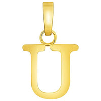 Load image into Gallery viewer, Solid 14k Yellow Gold Mini Uppercase Initial Block Letter Charm Pendant Necklace
