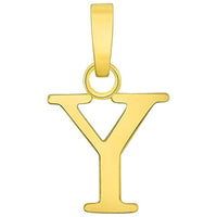 Load image into Gallery viewer, Solid 14k Yellow Gold Mini Uppercase Initial Block Letter Charm Pendant Necklace
