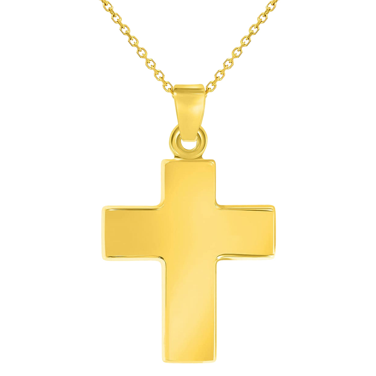14k Yellow Gold Polished Simple Small Religious Cross Charm Pendant Necklace