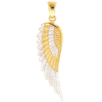 Load image into Gallery viewer, Solid 14k Yellow Gold Textured Angel Wing Charm Pendant Necklace
