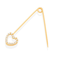 Load image into Gallery viewer, 14k Yellow Gold Heart Pin Brooch with Cubic Zirconia
