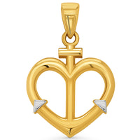 Load image into Gallery viewer, 14k Yellow Gold Mariner Anchor Heart Pendant
