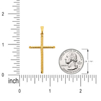 Load image into Gallery viewer, 14k Yellow Gold Beveled and Textured Religious Tube Cross Pendant
