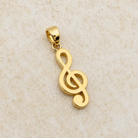 Load image into Gallery viewer, Solid 14k Yellow Gold G Clef Musical Symbol Charm Music Note Pendant
