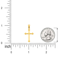 Load image into Gallery viewer, Solid 14k Yellow Gold Small Budded Cross Pendant
