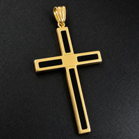 Load image into Gallery viewer, 14k Yellow Gold Religious Cross Pendant with Black Onyx - 1.5 Inch Height

