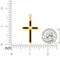 Load image into Gallery viewer, 14k Yellow Gold Religious Cross Pendant with Black Onyx - 1.5 Inch Height
