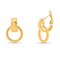 Load image into Gallery viewer, 14k Yellow Gold Open Circle Hoop Door Knocker Clip-On Earrings with French Back
