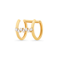 Load image into Gallery viewer, 14k Yellow Gold Textured Two-Tone Double Hoop Ear Cuff Earring
