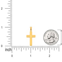Load image into Gallery viewer, 14k Yellow Gold Simple Religious Cross Pendant - 0.9 Inch Height
