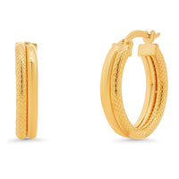 Load image into Gallery viewer, 14k Yellow Gold Double Row Serpentine Hoop Earrings with Latch Back
