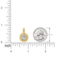 Load image into Gallery viewer, 14k Yellow Gold Guardian Angel Round Medal Pendant - Two Tone
