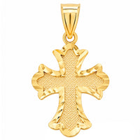 Load image into Gallery viewer, 14K Yellow Gold Diamond-Cut Roman Catholic Cross Pendant - 1 Inch Height
