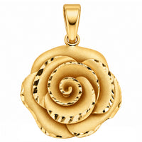Load image into Gallery viewer, 14k Yellow Gold 3D Rose Flower Pendant with Texture
