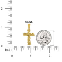 Load image into Gallery viewer, Solid 14k Yellow Gold Nugget Textured Cross Pendant - 4 Sizes
