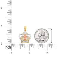 Load image into Gallery viewer, 14k Gold Our Lady of Guadalupe Filigree Crown Pendant with Cubic Zirconia Stones - Yellow Gold and Rose Gold
