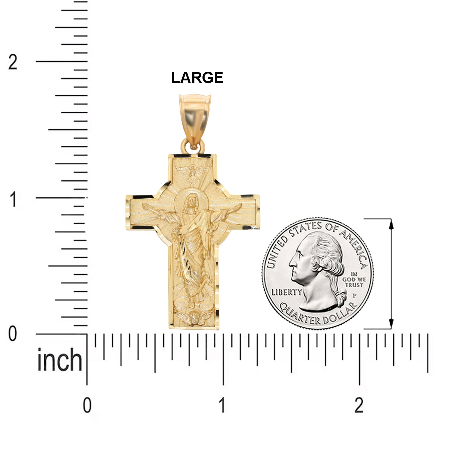 14k Solid Gold Ascension of Jesus Cross Pendant | Jewelry America