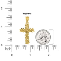 Load image into Gallery viewer, Solid 14k Yellow Gold Nugget Textured Cross Pendant - 4 Sizes
