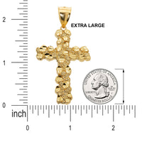 Load image into Gallery viewer, Solid 14k Yellow Gold Nugget Textured Cross Pendant - 4 Sizes
