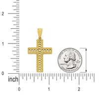 Load image into Gallery viewer, 14K Yellow Gold Cuban Chain Link Religious Cross Pendant
