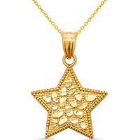 Load image into Gallery viewer, Solid 14k Yellow Gold Star Shape Nugget Pendant Necklace
