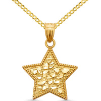 Load image into Gallery viewer, Solid 14k Yellow Gold Star Shape Nugget Pendant Necklace
