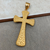 Load image into Gallery viewer, Solid 14k Yellow Gold Polished Nugget Textured Cross Pendant
