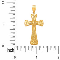 Load image into Gallery viewer, Solid 14k Yellow Gold Polished Nugget Textured Cross Pendant

