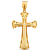 Load image into Gallery viewer, Solid 14k Yellow Gold Large Cross with Rounded Edge Pendant - 2 Inch Height
