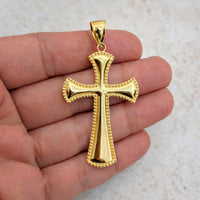 Load image into Gallery viewer, Solid 14k Yellow Gold Large Cross with Rounded Edge Pendant - 2 Inch Height
