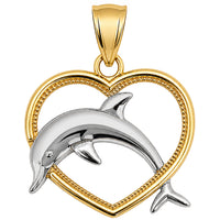 Load image into Gallery viewer, 14k Yellow Gold Gold Dolphin Jumping In Heart Pendant
